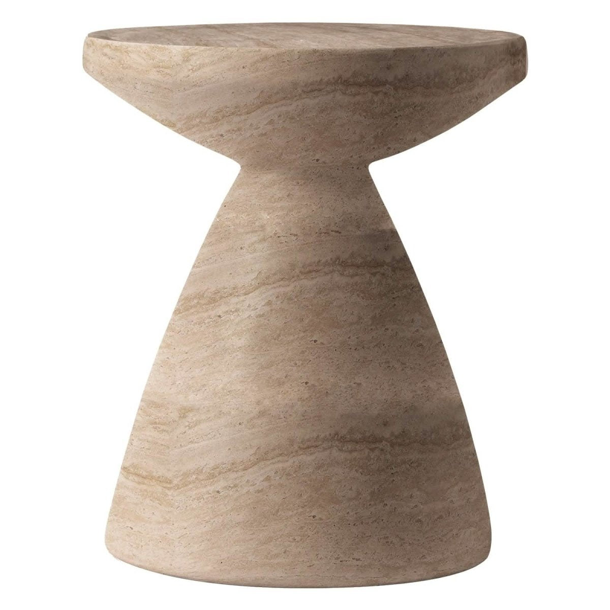Dune Side Table Fiberstone Round Accent Table and Hourglass Pedestal Base