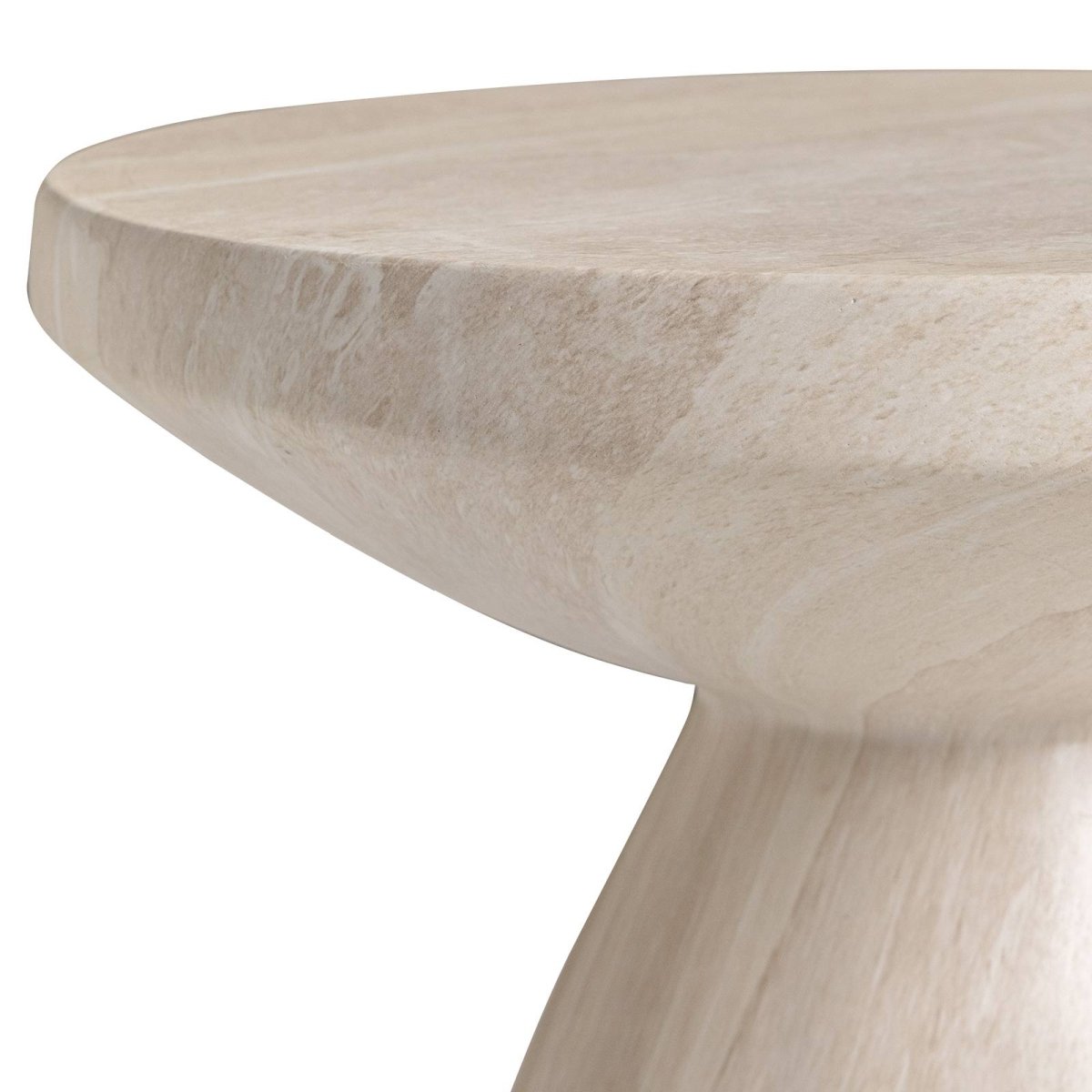 Dune Side Table Fiberstone Round Accent Table and Hourglass Pedestal Base Stone Marble Side Table LeisureMod