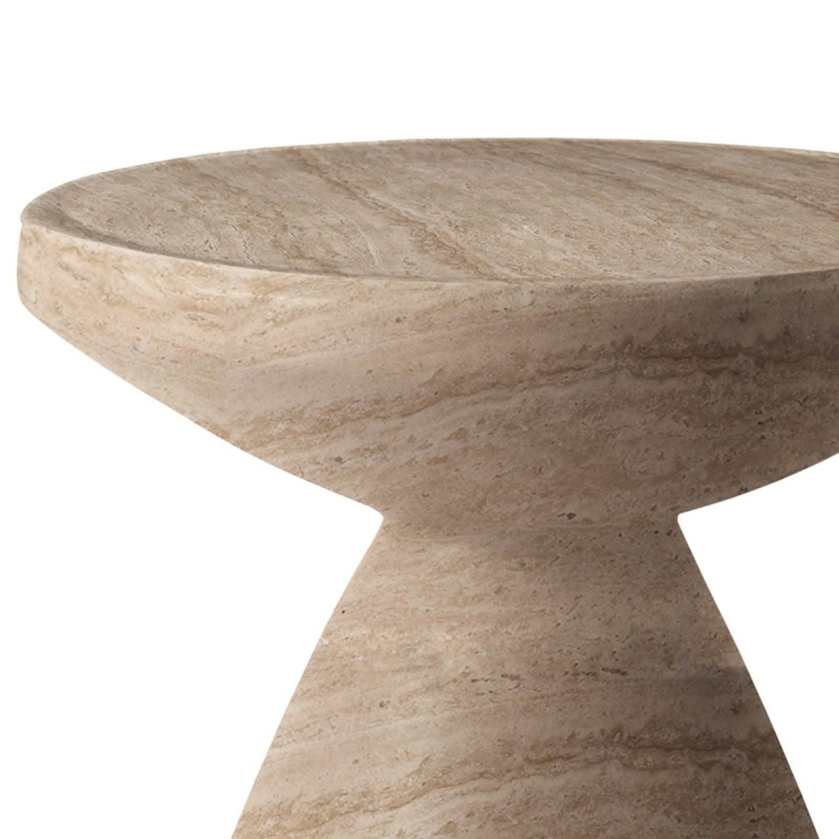Dune Side Table Fiberstone Round Accent Table and Hourglass Pedestal Base
