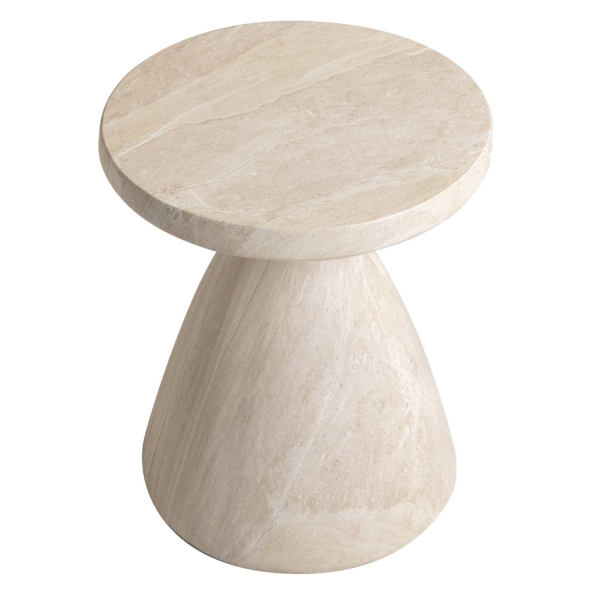 Dune Side Table Fiberstone Round Accent Table and Hourglass Pedestal Base Stone Marble Side Table LeisureMod