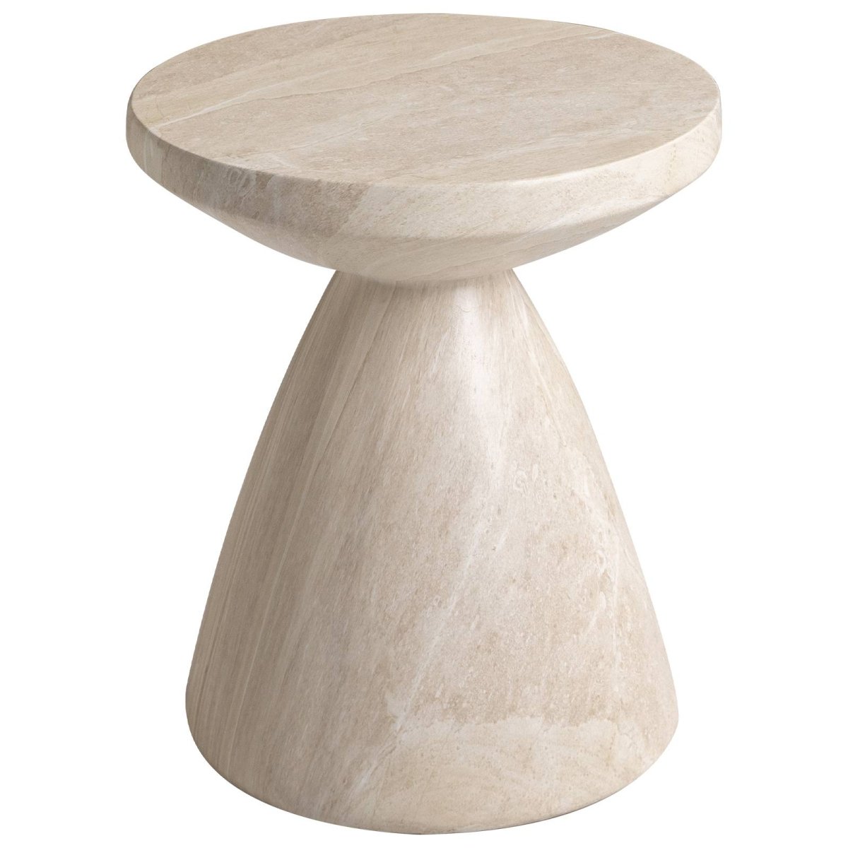 Dune Side Table Fiberstone Round Accent Table and Hourglass Pedestal Base Stone Marble Side Table LeisureMod