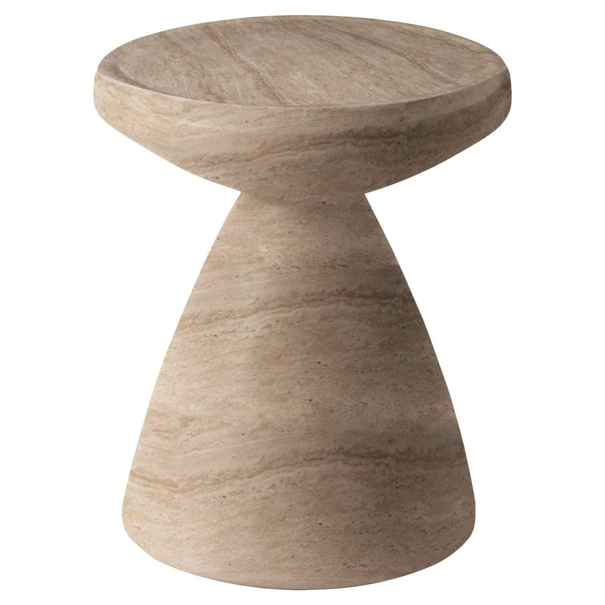 Dune Side Table Fiberstone Round Accent Table and Hourglass Pedestal Base