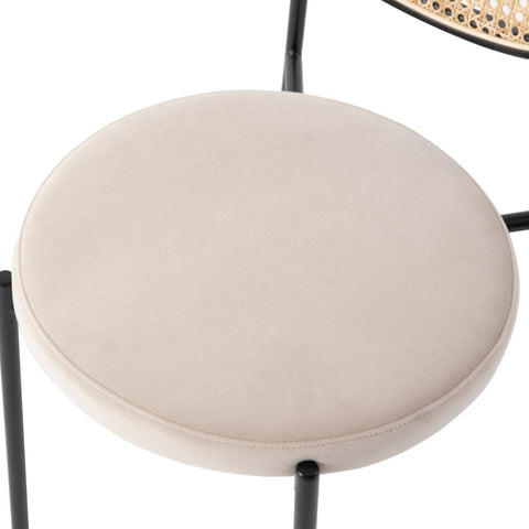 Euston Modern Wicker Dining Chair with Round Velvet Seat Set of 2