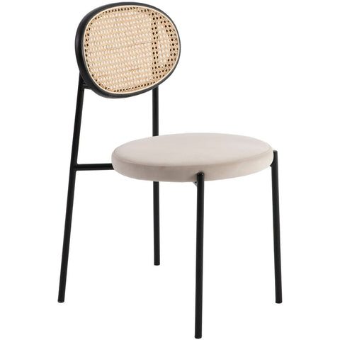 Euston Modern Wicker Dining Chair with Round Velvet Seat Set of 2