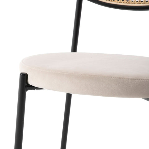 Euston Modern Wicker Dining Chair with Round Velvet Seat Set of 2