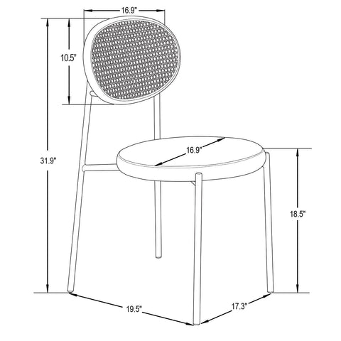 Euston Modern Upholstered Dining Chair with Round Wicker/Velvet Back Style