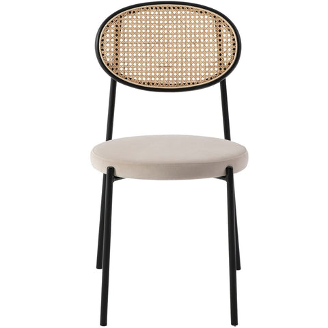 Euston Modern Upholstered Dining Chair with Round Wicker/Velvet Back Style
