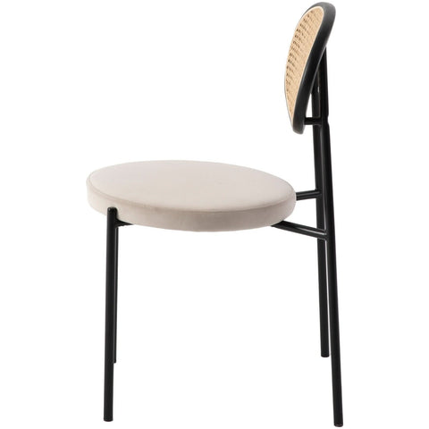 Euston Modern Upholstered Dining Chair with Round Wicker/Velvet Back Style