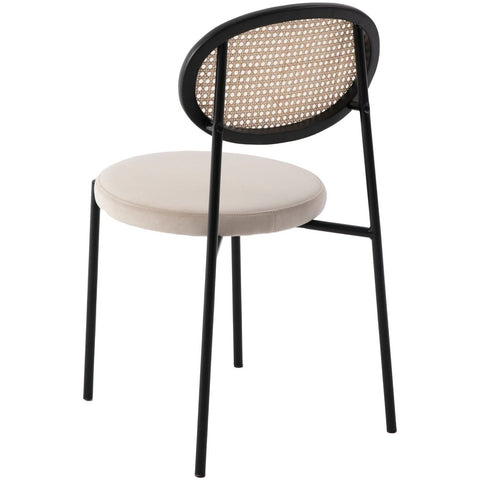 Euston Modern Upholstered Dining Chair with Round Wicker/Velvet Back Style