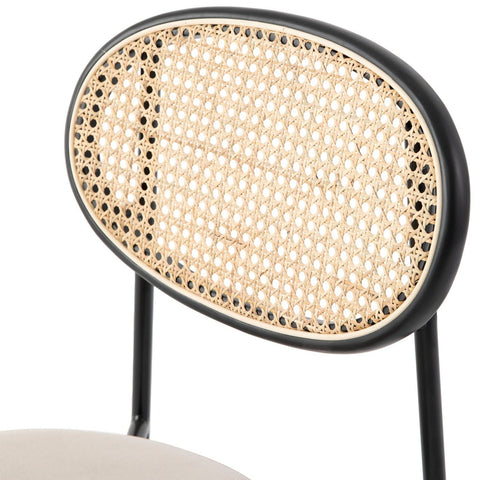 Euston Modern Upholstered Dining Chair with Round Wicker/Velvet Back Style