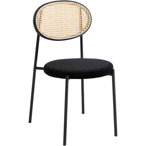 Euston Modern Wicker Dining Chair with Round Velvet Seat Set of 2