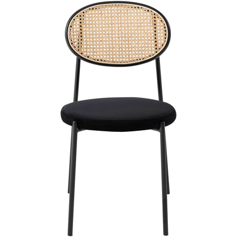 Euston Modern Wicker Dining Chair with Round Velvet Seat Set of 2