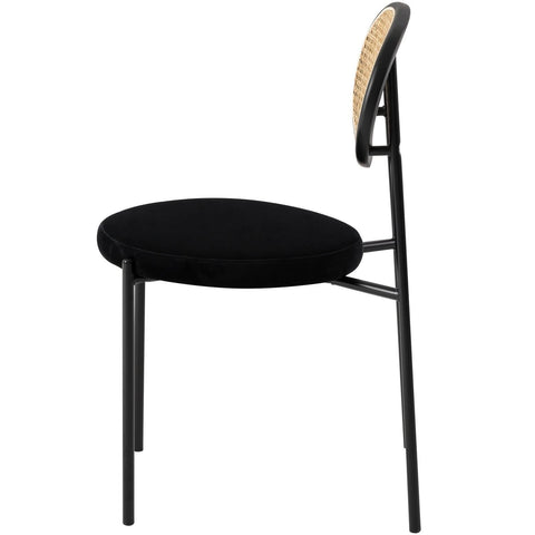 Euston Modern Wicker Dining Chair with Round Velvet Seat Set of 2
