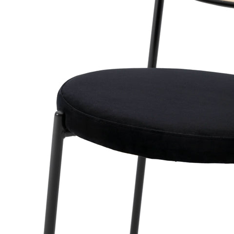 Euston Modern Wicker Dining Chair with Round Velvet Seat Set of 2