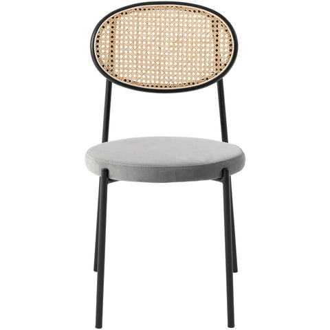 Euston Modern Wicker Dining Chair with Round Velvet Seat Set of 2