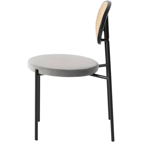 Euston Modern Wicker Dining Chair with Round Velvet Seat Set of 2