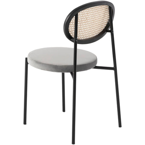 Euston Modern Wicker Dining Chair with Round Velvet Seat Set of 2