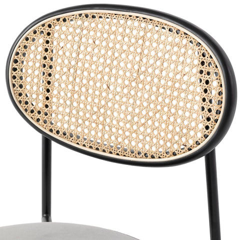 Euston Modern Wicker Dining Chair with Round Velvet Seat Set of 2