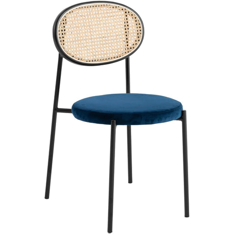 Euston Modern Wicker Dining Chair with Round Velvet Seat Set of 2