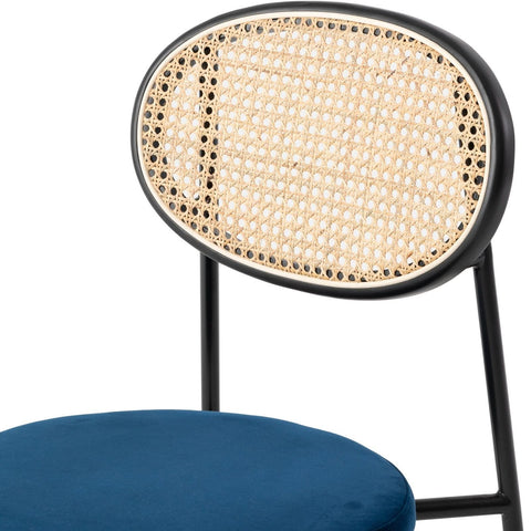 Euston Modern Wicker Dining Chair with Round Velvet Seat Set of 2