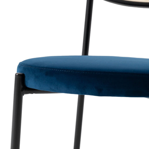 Euston Modern Upholstered Dining Chair with Round Wicker/Velvet Back Style