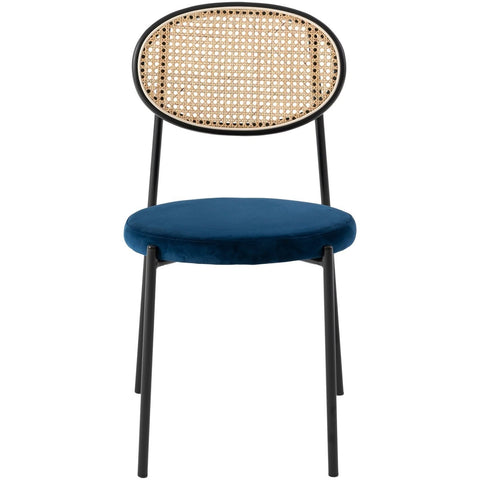 Euston Modern Upholstered Dining Chair with Round Wicker/Velvet Back Style