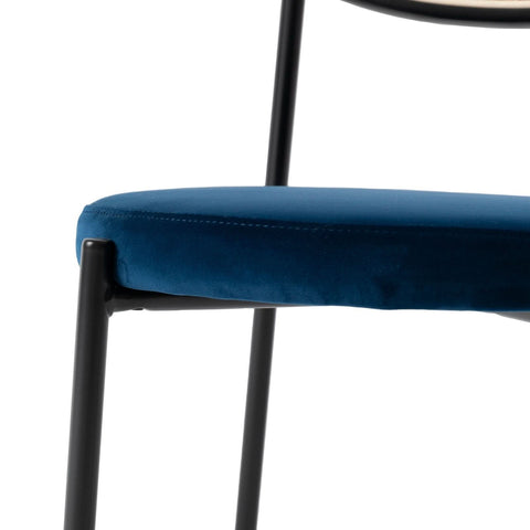 Euston Modern Upholstered Dining Chair with Round Wicker/Velvet Back Style