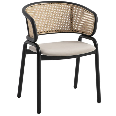 Ervilla Mid Century Modern Dining Chair With Stainless Steel Legs Velvet Seat and Wicker Back, Set of 4