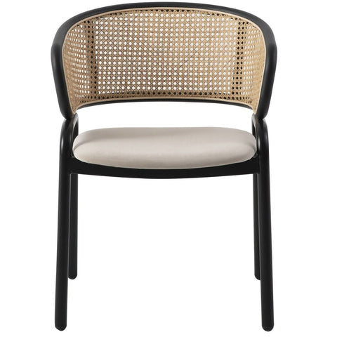 Ervilla Mid Century Modern Dining Chair With Stainless Steel Legs Velvet Seat and Wicker Back, Set of 4
