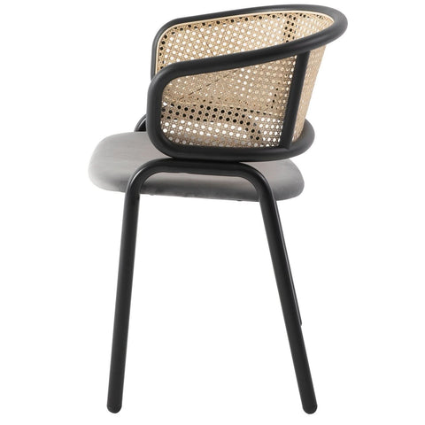 Ervilla Mid Century Modern Dining Chair With Stainless Steel Legs Velvet Seat and Wicker Back, Set of 4