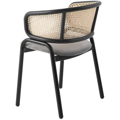 Ervilla Mid Century Modern Dining Chair With Stainless Steel Legs Velvet Seat and Wicker Back, Set of 4