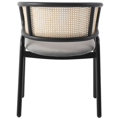 Ervilla Mid Century Modern Dining Chair With Stainless Steel Legs Velvet Seat and Wicker Back, Set of 4