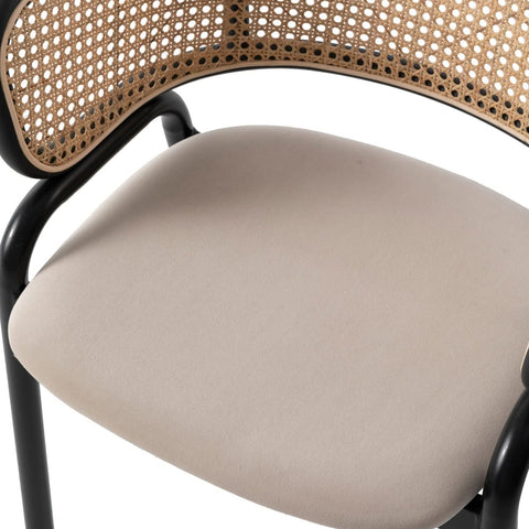 Ervilla Mid Century Modern Dining Chair With Stainless Steel Legs Velvet Seat and Wicker Back, Set of 4