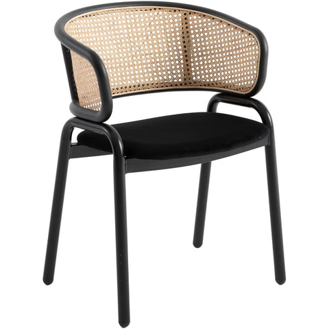 Ervilla Mid Century Modern Dining Chair With Stainless Steel Legs Velvet Seat and Wicker Back, Set of 4