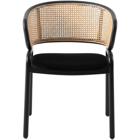 Ervilla Mid Century Modern Dining Chair With Stainless Steel Legs Velvet Seat and Wicker Back, Set of 4