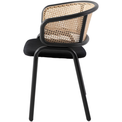 Ervilla Mid Century Modern Dining Chair With Stainless Steel Legs Velvet Seat and Wicker Back, Set of 4