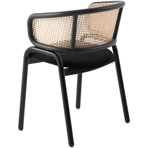 Ervilla Mid Century Modern Dining Chair With Stainless Steel Legs Velvet Seat and Wicker Back, Set of 4