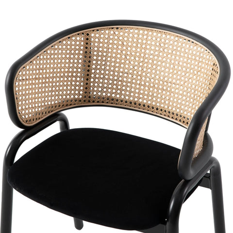 Ervilla Mid Century Modern Dining Chair With Stainless Steel Legs Velvet Seat and Wicker Back, Set of 4