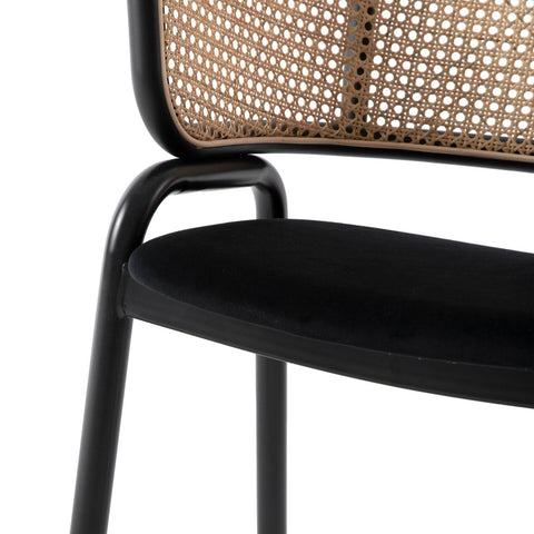 Ervilla Mid Century Modern Dining Chair With Stainless Steel Legs Velvet Seat and Wicker Back, Set of 4