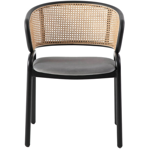 Ervilla Mid Century Modern Dining Chair With Stainless Steel Legs Velvet Seat and Wicker Back, Set of 4