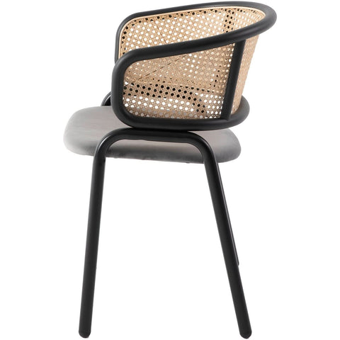 Ervilla Mid Century Modern Dining Chair With Stainless Steel Legs Velvet Seat and Wicker Back, Set of 4