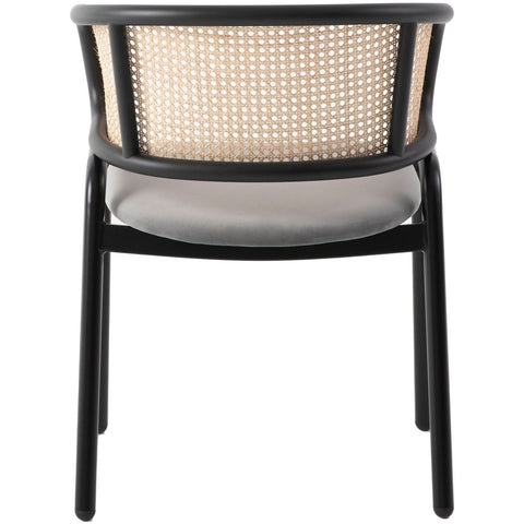 Ervilla Mid Century Modern Dining Chair With Stainless Steel Legs Velvet Seat and Wicker Back, Set of 4
