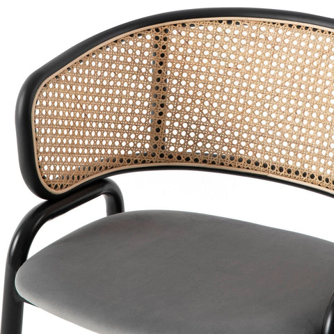 Ervilla Mid Century Modern Dining Chair With Stainless Steel Legs Velvet Seat and Wicker Back, Set of 4