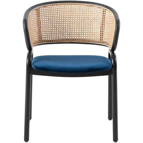Ervilla Mid Century Modern Dining Chair With Stainless Steel Legs Velvet Seat and Wicker Back, Set of 4