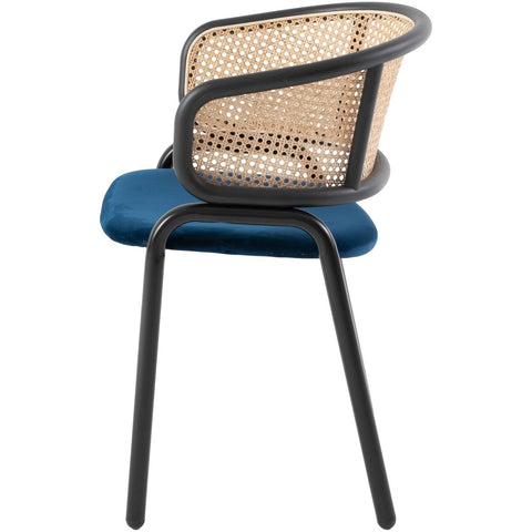 Ervilla Mid Century Modern Dining Chair With Stainless Steel Legs Velvet Seat and Wicker Back, Set of 4