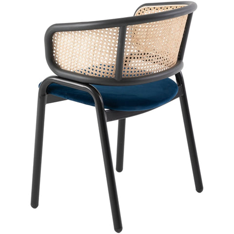 Ervilla Mid Century Modern Dining Chair With Stainless Steel Legs Velvet Seat and Wicker Back, Set of 4