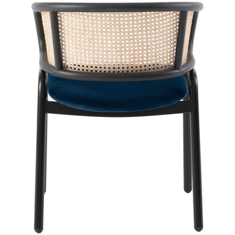 Ervilla Mid Century Modern Dining Chair With Stainless Steel Legs Velvet Seat and Wicker Back, Set of 4