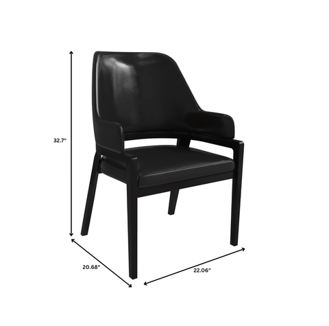 Ethora Dining Chair Upholstered in Leather with Curved Open Back Design and Rubberwood Frame