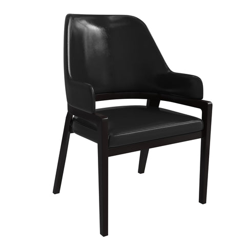 Ethora Dining Chair Upholstered in Leather with Curved Open Back Design and Rubberwood Frame