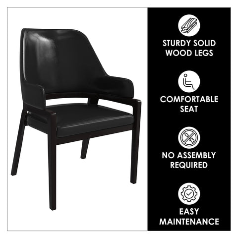 Ethora Dining Chair Upholstered in Leather with Curved Open Back Design and Rubberwood Frame